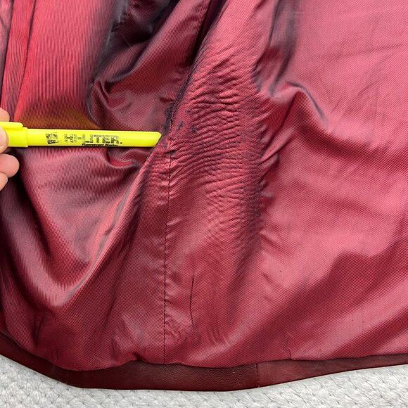 Vtg Kenneth Cole New York Mens Blazer Jacket Leather Coat Oxblood Burgundy XXL - Picture 13 of 16